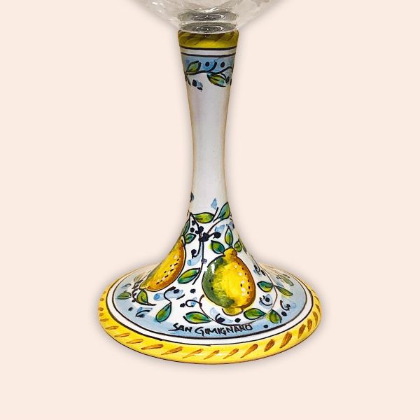 ELEGANT LEAD-FREE  CRYSTAL GLASS WITH CERAMIC STEM:  LEMONS cm.23h